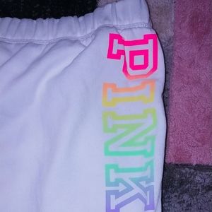 Victorias secret pink rainbow logo shorts NWT Medium white